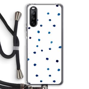 Blauwe stippen: Sony Sony Xperia 10 III Transparant Hoesje met koord