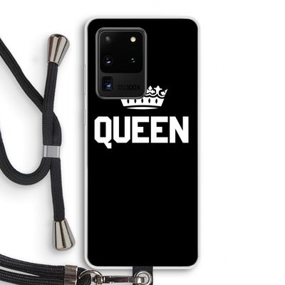Queen zwart: Samsung Galaxy S20 Ultra Transparant Hoesje met koord