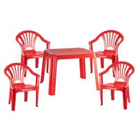 Kunststof kindertuinset tafel met 4 stoelen rood