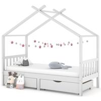 Kinderbedframe met lades massief grenenhout 90x200 cm wit SKU: V322150 - thumbnail