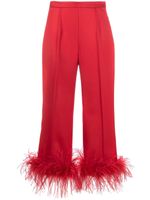 STYLAND pantalon bordé de plumes à taille haute - Rouge