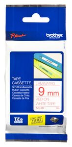TZe-222  - Labelling tape 9mm white / red TZe-222