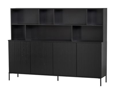 WOOOD Wandkast 'New Gravure' Grenen, 150 x 200cm, kleur Zwart