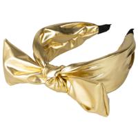 Carnaval verkleed metallic diadeem - met strik - goud - kunststof - dames - hoofdband
