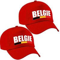 2x stuks belgie landen pet/baseball cap rood volwassenen