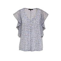LOLALIZA gebloemde semi-transparante top lichtblauw - thumbnail