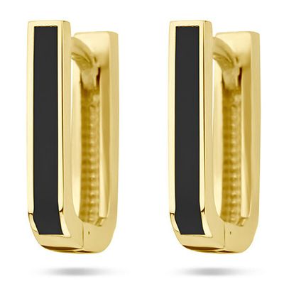 Klapoorringen geelgoud-emaille zwart 2 x 12 mm