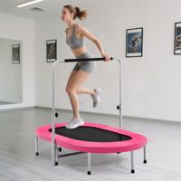 2 Personen Trampolines met Hoogteverstelbare Handgreep Mini Trampolines 154 x 90 x 92 -132 cm Roze