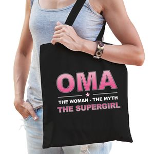 Oma the supergirl cadeau tas zwart voor dames