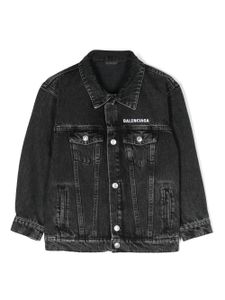 Balenciaga Kids veste en jean à logo brodé - Noir