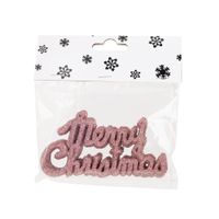 24x stuks Merry Christmas kersthangers roze van kunststof 10 cm kerstornamenten