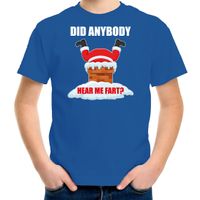 Fun Kerstshirt / outfit Did anybody hear my fart blauw voor kinderen - thumbnail