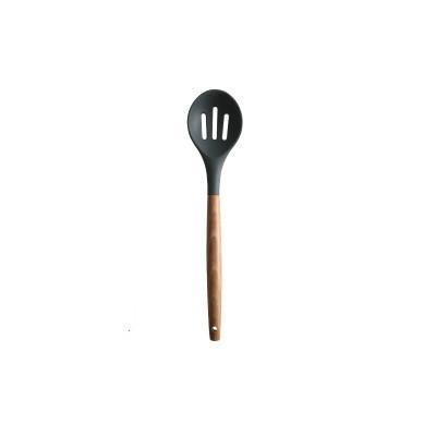 Siliconen houten handvat spatel hittebestendige soeplepel non-stick speciale koken schop keuken tools vergiet lepel