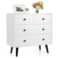 Ladekast met 4 Lades Moderne Houten Ladekast met Kantelbeveiliging Praktische Opbergmeubel voor Slaapkamer Woonkamer