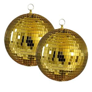 Grote discobal kerstballen - 2x - goud - 20 cm - foam - spiegelbol - kerstversiering