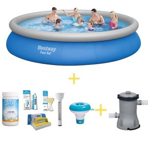 Bestway Zwembad - Fast Set - 457 x 84 cm - Inclusief WAYS Onderhoudspakket & Filterpomp