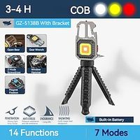 gz5138 sleutelhanger zaklamp led cob werklampen met 15 functie 7 verlichtingsmodi usb oplaadbaar licht met magneet basis voor adsorptie opvouwbare beugel flesopener miniinthebox