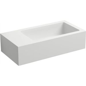 Fontein Clou Flush 3 36x18x9cm Aluite Mat Wit (Met Voorbewerkt Kraangat Links)