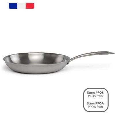 Brigade - 28 cm roestvrijstalen koekenpan - LIVOO - MEP159 - Drievoudig roestvrij staal - Geschikt voor alle kookplaten, inclusief inductie - Gemaakt in Frankrijk