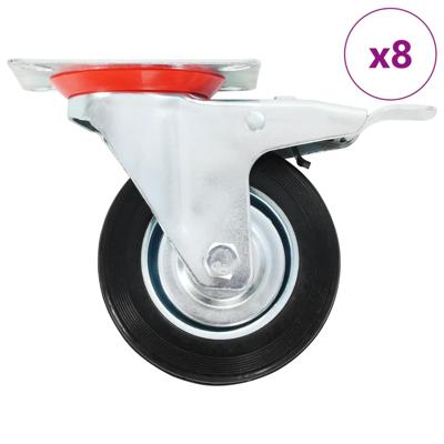 8 st Zwenkwielen 100 mm