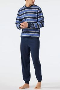 Schiesser pyjama met boorden blauw
