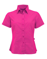 Fuchsia damesblouse met korte mouwen - thumbnail