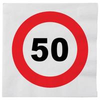 Verjaardag servetten verkeersbord 50 jaar - 32x - 33 x 33 cm - Leeftijd thema feest servetten