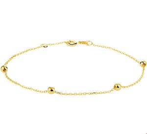 TFT Armband Goud Anker En Bolletjes 1,0 mm 17,5 - 18,5cm 18.5 cm