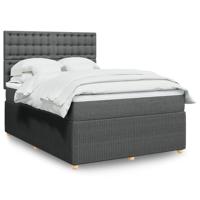 Boxspring met matras stof donkergrijs 140x190 cm