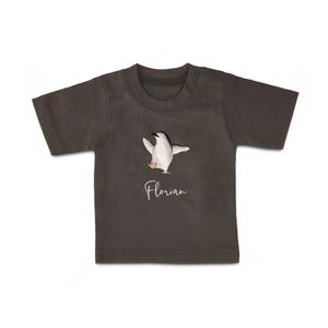 Baby shirt bedrukken - Korte mouw - Antraciet - 74/80