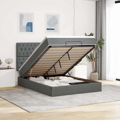 Ottoman bed met matras 140x190cm stof donkergrijs