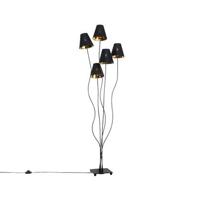 QAZQA Design vloerlamp zwart met goud 5-lichts - Melis - thumbnail