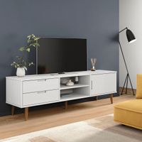 Tv-meubel 158x40x49 cm massief grenenhout wit