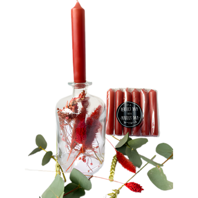 Fles met droogbloemen & kaarsen