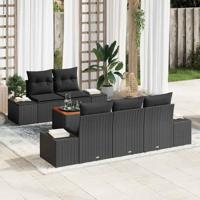 Tuinbankenset met kussen 6 pcs Zwart poly rattan