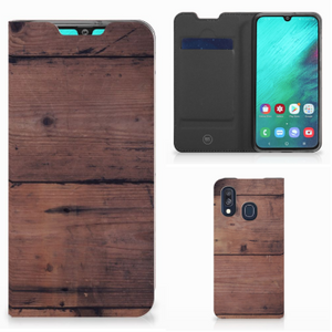 Samsung Galaxy A40 Book Wallet Case Old Wood