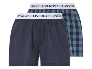LIVERGY 2 paar heren boxers (XL, Blauw/geruit)