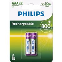 Philips R03B2A80/10 - AAA 800 mAh Oplaadbare Batterijen - 2 stuks - thumbnail