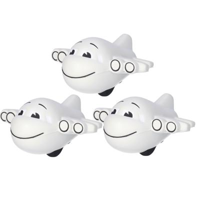 Anti stressbal vliegtuig - 3x - 10 cm - rubber - tegen vliegangst - relaxen