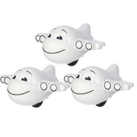 Anti stressbal vliegtuig - 3x - 10 cm - rubber - tegen vliegangst - relaxen