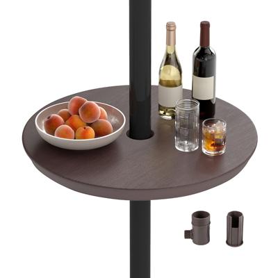 Outdoor Verstelbare Parasoltafel Draagbaar Rond Tafelblad met Parasolgat voor 38 mm-48 mm Terrasparasolstang Lichte Terrastafel-Bruin