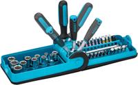 HAZET Dopsleutelset 856-1HP | 1/4 inch (6,3 mm) vierkant hol, 1/4 inch (6,3 mm) zeskant massief | Buiten-zeskant-tractieprofiel, Sleufprofiel,