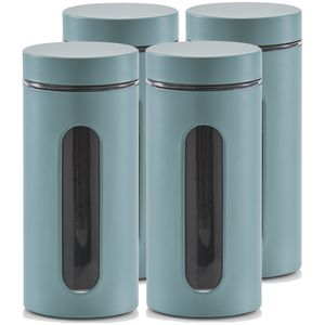 6x Eucalyptus groene voorraadblikken/potten met venster 1200 ml