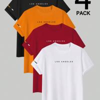 Bon&Bon Men's Letter Print Short Sleeve T-Shirt - 4 Piece Set Multicolor7 / XXL