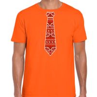 Oranje Koningsdag t-shirt - boeren zakdoek stropdas - voor heren - thumbnail