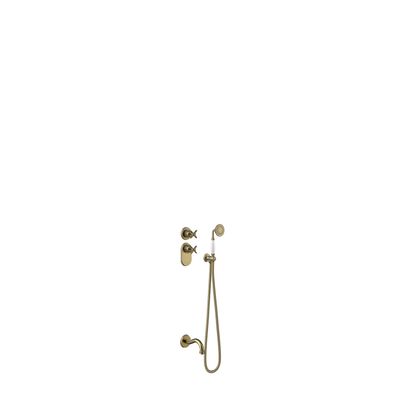 Badkraan Tres Clasic Thermostatisch Inbouw Incl. Handdouche Verouderd Messing Mat