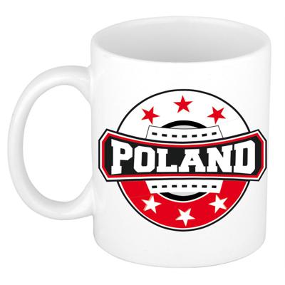 Polen landen thema koffiemok - keramiek - 300 ml - supporters beker - Cadeau - wit