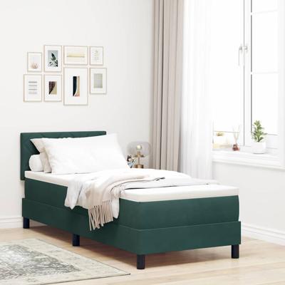 Boxspringbed met matras en LED fluweel donkergroen 80x200 cm