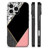 iPhone 16 Pro Backcover Zwart Roze Vormen