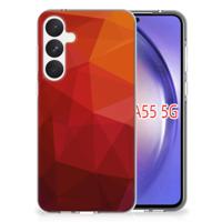 TPU Hoesje voor Samsung Galaxy A55 Polygon Red - thumbnail